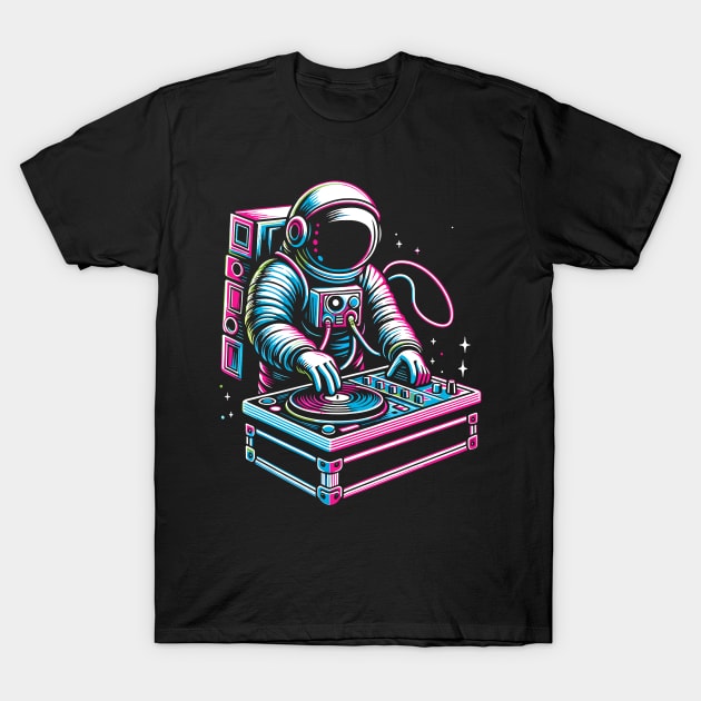 Retro Astronaut DJ Funny Astronaut T-Shirt by KsuAnn